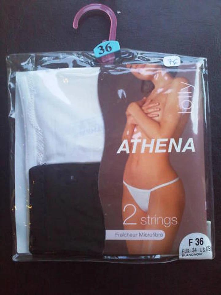 ATHENA 2er Set String Lolly Gr. 36 frische Mikrofaser weiß & schwarz