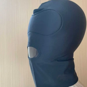 Black Spandex Full Hood Face Head Cover Role Play for Unisex Mask Slave Costume - Picture 1 of 43