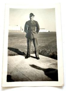 WWII Era US Soldiers in Uniform with Barracks in Background Org Photo - Picture 1 of 4