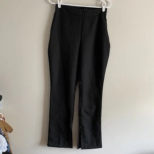 Missguided Women 6 Black High Rise Inside Split Hem Slim Leg Trouser Pant NWT - Picture 1 of 9
