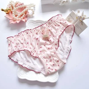 Girls Cotton Knickers Cute Rabbit Deco Hear Print Pink Blue Korean Panties 2pcs - Picture 1 of 11