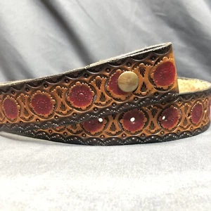Leather Belt Mens 30 Fits 27-33 Western Country Cowboy Hand Tooled Embossed USA - Picture 1 of 7