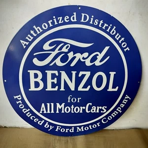 Ford Benzol Porcelain Enamel Sign 30 x 30 Inches - Picture 1 of 5