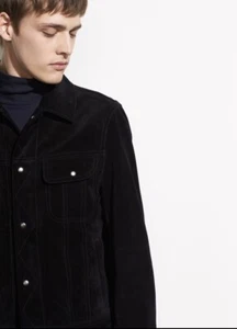 $895 Vince Men’s Suede Trucker Jacket Black S - Picture 1 of 9
