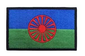 Romani Flag of The Roma Gypsies Gypsy Armband 3.15" Iron On Patch for Clothing - Picture 1 of 2