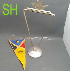 RARE Vintage Travel Sabena Belgian World Airline Display Pennant Flag Metal Rack - Bild 1 von 24