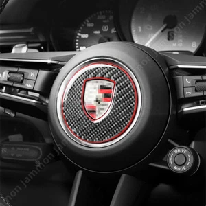 Real Carbon Fiber Steering Wheel Cover Trim Fit For Porsche 911 Panamera Cayenne - Picture 1 of 6