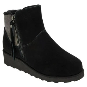 BEARPAW Stiefel schwarz Stacey Wildleder Leder mit Lammfell NeverWet™ GRÖSSE WÄHLBAR - Bild 1 von 6