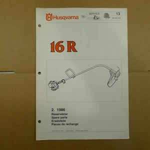 FABRICANTE DE EQUIPOS ORIGINALES Husqvarna 16R recortadora de cuerdas original lista de piezas ilustradas IPL, 1986.2 - Imagen 1 de 1