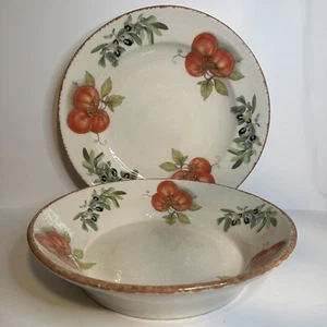 Tiffani Boutique JARDIN PORTAGER Large Serving 4 Qt Bowl & Platter from Italy - Picture 1 of 12