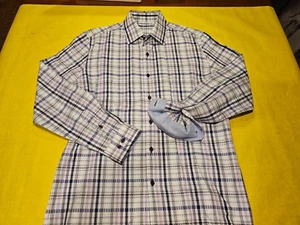 Tasso Elba White & Purple Plaid Shirt, Size L - Picture 1 of 3