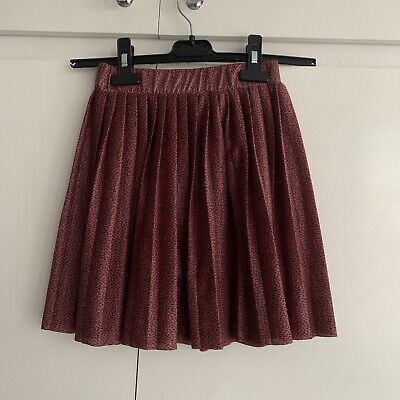Girls Zara Skirt Size 9 Years Animal Print Leather ￼Dalmatian Spot Pink Pleated • 8.66€
