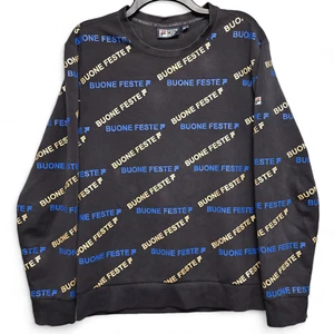 Fila White Line Sweatshirt Adult XL Black Buone Feste Good Festival Pullover - Picture 1 of 19