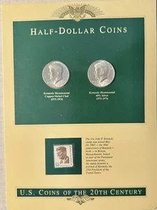 X 2 Bonitos Medios Dólares BU Kennedy Plata y No Plata Sellados en Hoja con Sello - Imagen 1 de 4