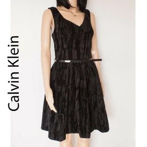 NUEVO Vestido Calvin Klein Estampado de Terciopelo con Cinturón Cuello en V Talla 8 - Imagen 1 de 5