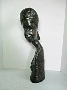Large Heavy Hand Carved African Iron Wood Wooden Statue - Woman 22 1/2" Tall - Picture 1 of 12