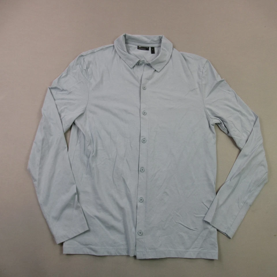 Asos Design Shirt Mens Small Long Sleeve Button Front Blue Cotton - Image 1 of 4