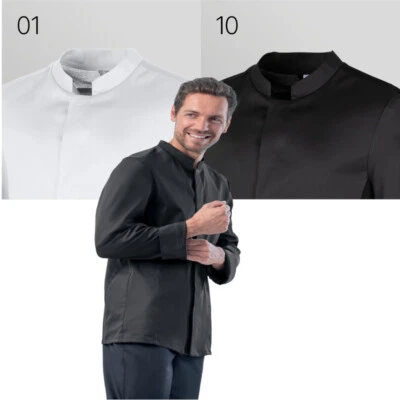 Kochjacke Herren langarm 12/1372 weiß schwarz Leiber