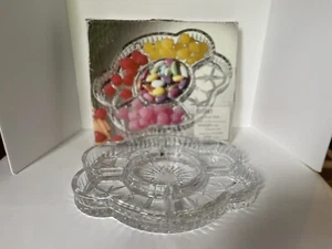 Tiffany 10 X 8 1/4 5 Section Oval Glass Dish Crafted In Portugal. New Boxed - Bild 1 von 6