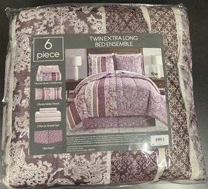 Fairfield Square Collection Martina Purple 6 Pc Twin Extra Long Comforter Set - Picture 1 of 4