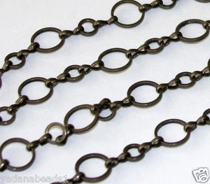 2ft of Antiqued Brass Circle links chain  6mm-10mm - Picture 1 of 1
