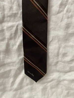 Corbata vintage Oscar De La Renta marrón a rayas diagonales mezcla de seda tejida 54,5" x 3" Foto 1 de 3