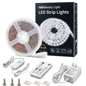 Weiße Lichter, 16,4 Fuß dimmbare LED-Lichtleiste mit RF-Fernbedienung, 300 helle 6500... - Bild 1 von 6
