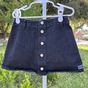 Vintage 80s Kids Guess BLACK Denim Mini Skirt by Georges Marciano Girls Size 6 - Picture 1 of 6