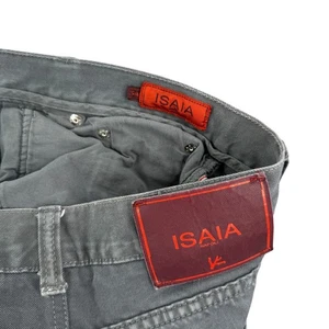 Pantalones de mezclilla ISAIA Napoli para hombre 34 (se adapta a 32x30) gris algodón recto Italia rojo coral - Imagen 1 de 13