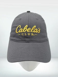 Cabelas Club Cap Hat Gray Yellow Embroidered Logo Adjustable StrapBack Cotton - Picture 1 of 7