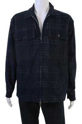 Chaqueta Burberry Para Hombre Azul Oscuro Cuadros Algodón Cuello Botón Talla M Foto 1 de 4