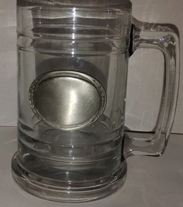 Taza de cerveza de vidrio con plato de metal en blanco personaliza a tu manera pesada  - Imagen 1 de 6