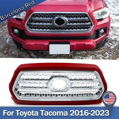 TRD Front Bumper Grille For Toyota Tacoma 2016-2023 Barcelona Red Frame Chrome - Изображение 1 из 4