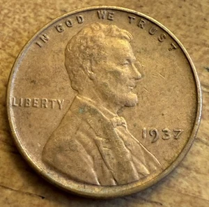 1937 Lincoln Wheat Penny No Mint Mark Error L In Rim (C7) - Picture 1 of 3