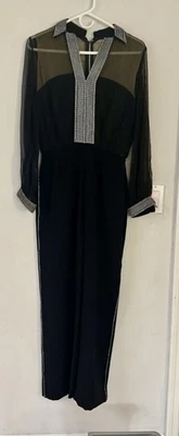 Vintage Black And Rhinestone Embellished Studio 54 Disco  Jumpsuit Size Medium - Image 1 of 4