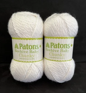 (2) Patons Beehive Baby Chunky Yarn WIDER WHITE, 3.5 oz. - Picture 1 of 6