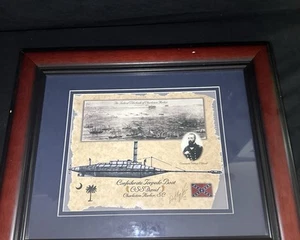 gerahmter Konföderierten Torpedoboot Druck - Künstler signiert - Bild 1 von 1