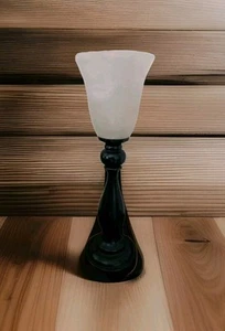 20" Brown Torchiere Table Desk Office Lamp Beige Frosted Glass Shade Lampshade - Picture 1 of 8