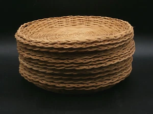 Vintage Wicker Woven Paper Plate Holders Set/12 Natural Color Picnic Camping - Picture 1 of 11