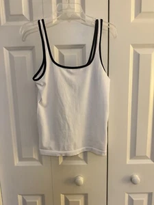 Athleta Women's Renew Seamless Square Neck Tank NWT Size Large White/Black - Picture 1 of 3