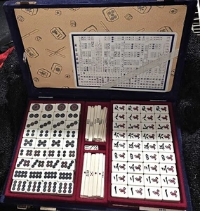 Juego MahJong Bambú Base en azulejos, Mahjong japonés antiguo conjunto completo - 144 azulejos - Imagen 1 de 8