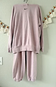 Nike Sportswear Washed Fleece Hoodie And Jogger SET In Champagne Loungewear S/M - Picture 1 of 9