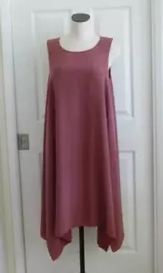 Abito Midi Eileen Fisher Mauve 2 strati seta georgette crepe asym swing M $398 - Foto 1 di 13