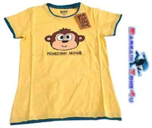 Lazyone Women Pyjama Tops T-Shirts Ladies Nightwear Monkeying Around Tee D41 - Picture 1 of 5