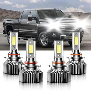 For GMC Sierra 2500 HD 2001-2006 Combo 9005+9006 LED Headlight High Low Bulbs - Picture 1 of 12