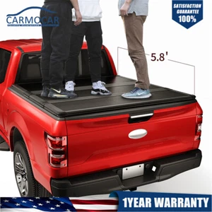 Tri-Fold Lock Hard Tonneau Cover 5.8ft For 14-21 Chevy GMC 19-21 Silverado 1500  - Picture 1 of 12