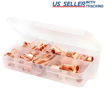 140pcs Copper Wire Lugs Battery Cable Ends Terminal Connectors Assortment Kit - Image 1 of 4