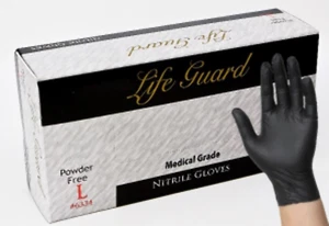 Guantes de examen Life Guard 4 mil negros suaves de nitrilo. (Envío Gratis) - Imagen 1 de 3
