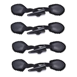 4 Pairs Vintage PU Leather Sewing Levers, Resin Button Clasps, Black - Picture 1 of 3