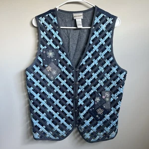 Vintage Napa Valley 90er Weste M Denim Patchwork Cottagecore Artsy Boho Western - Bild 1 von 9